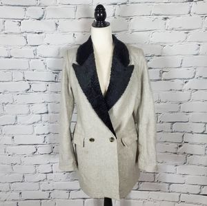 Smythe Grey Wool-blend Coat with Black Collar